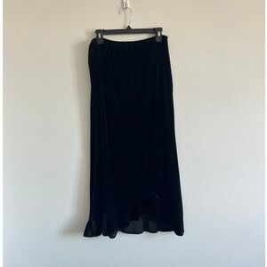 Vintage J.S. Edward Black Velvet Ruffle Midi Skirt 12 Whimsygoth Steampunk Emo